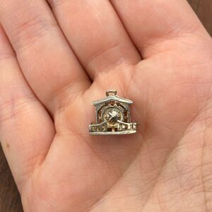 Vintage 925 Sterling Silver Asian Pagoda Temple Gong Pendant Bracelet Charm